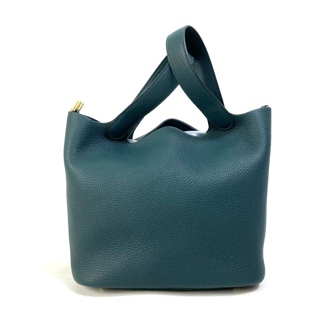 Hermes Handbag Taurillon Clemence Type Pico Lock Mm Blue Green Tan Travel Bag