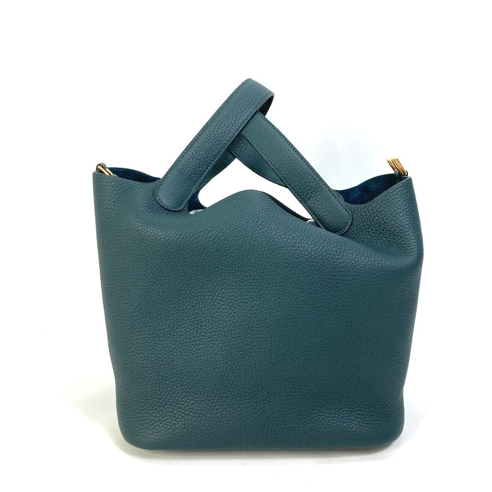 Hermes Handbag Taurillon Clemence Type Pico Lock Mm Blue Green Tan Travel Bag