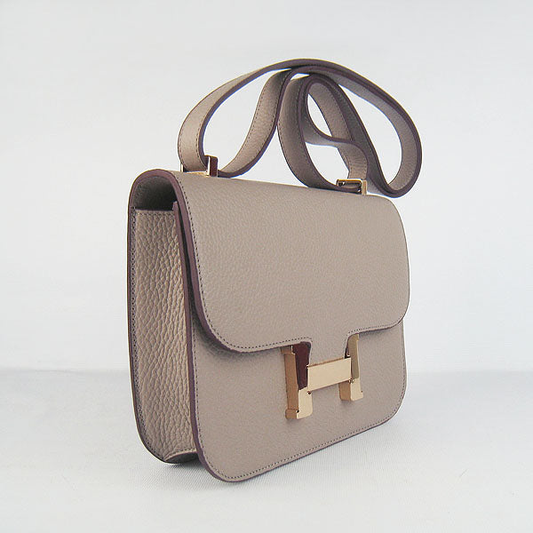 Hermes Luxury Constance Cowskin Bag H Grey Golden Leather Travel Bag
