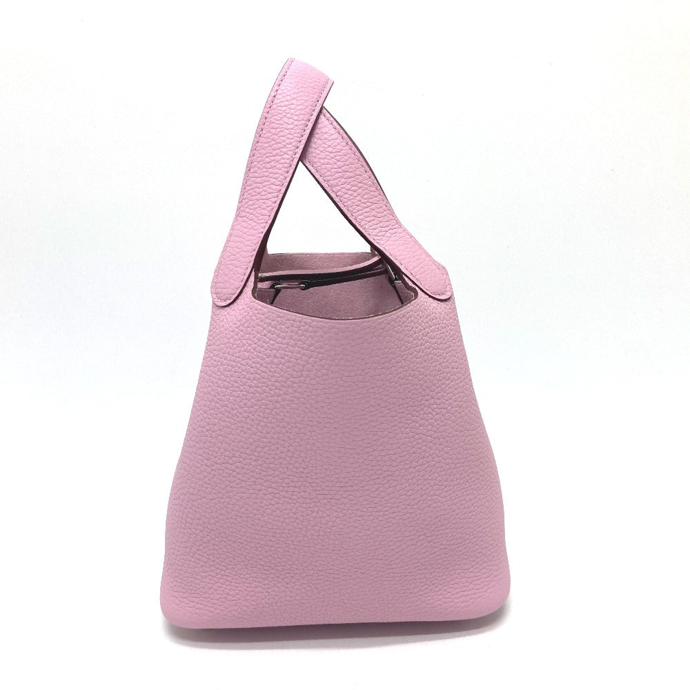 Hermes Handbag Taurillon Clemence Picotan Lock Pm Pink Travel Bag