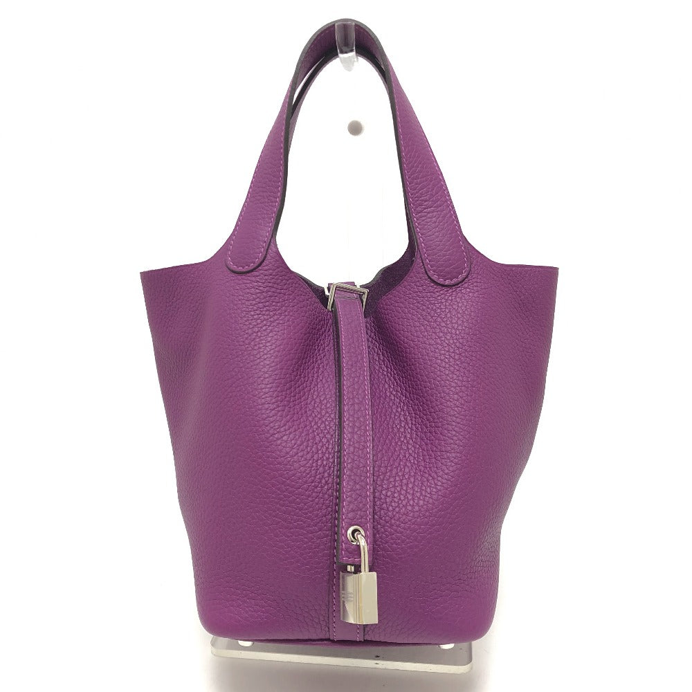 Hermes Handbag Picotan Lock Pm Leather Purple Travel Bag