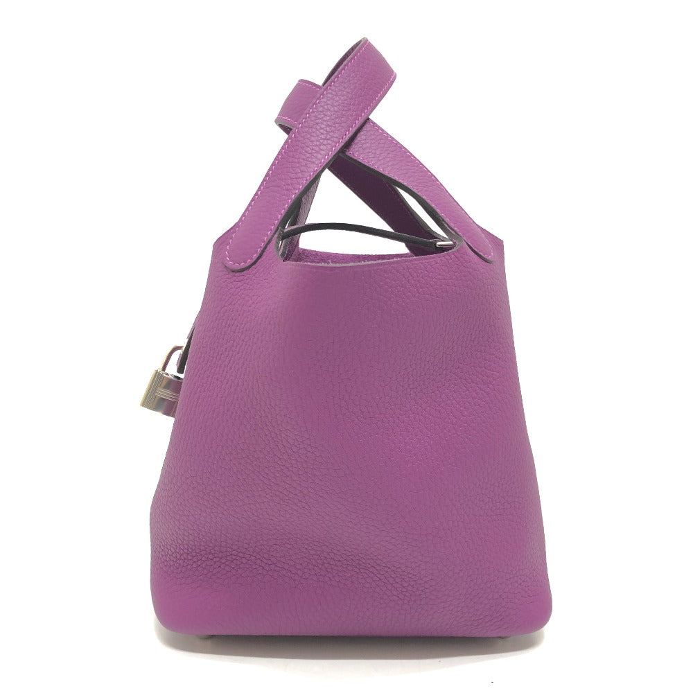 Hermes Handbag Picotan Lock Pm Leather Purple Travel Bag