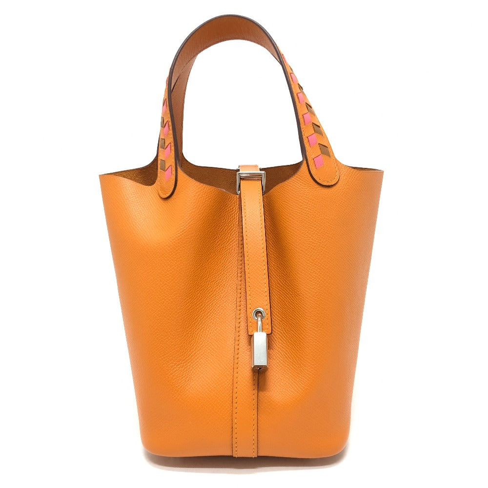 Hermes Handbag Epsom Picotan Lock Pm Tresage Orange Travel Bag