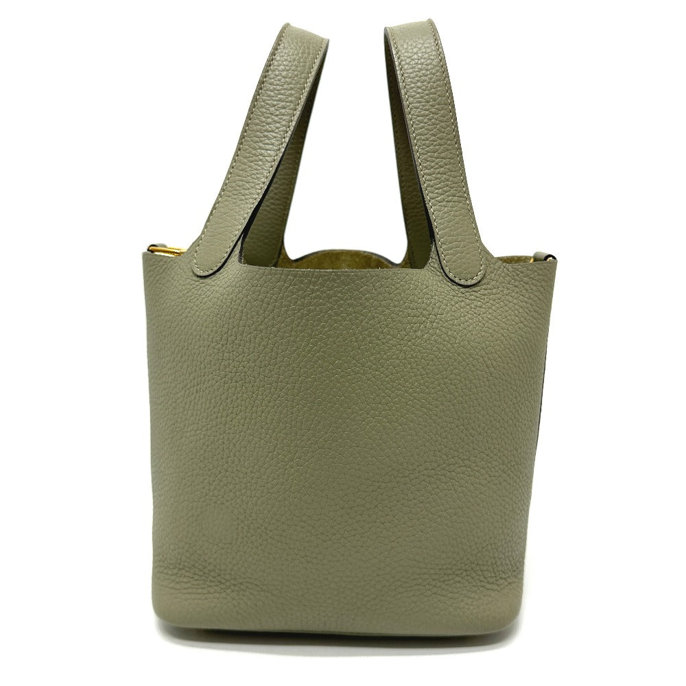 Hermes Handbag Taurillon Clemence Picotan Lock Pm Gray Travel Bag