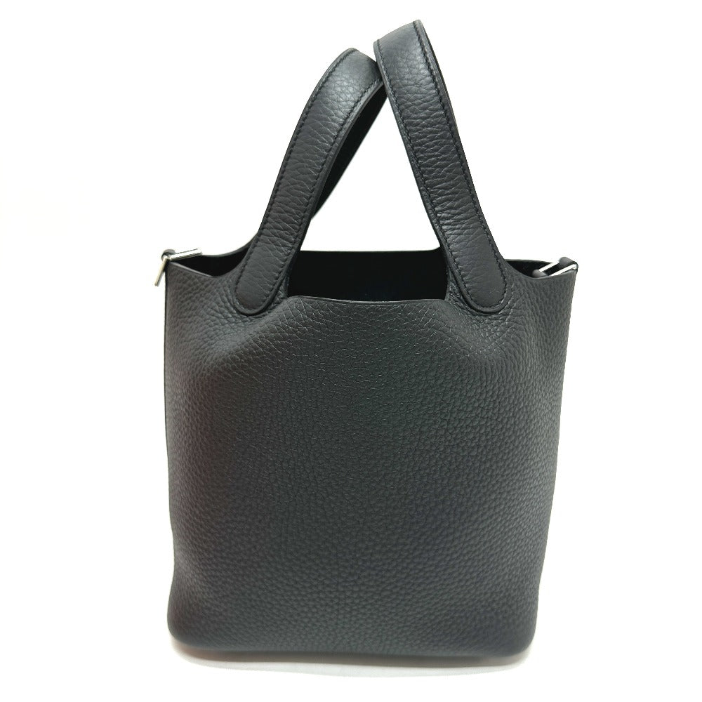 Hermes Handbag Taurillon Clemence Picotan Lock Pm Women Black Travel Bag