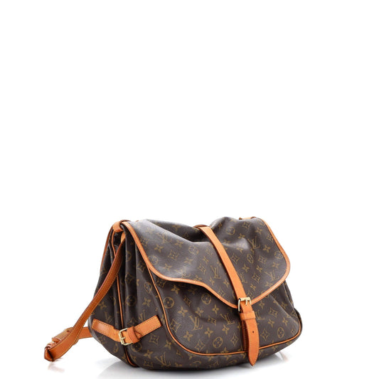 Louis Vuitton Saumur Handbag Canvas Monogram Travel Bag