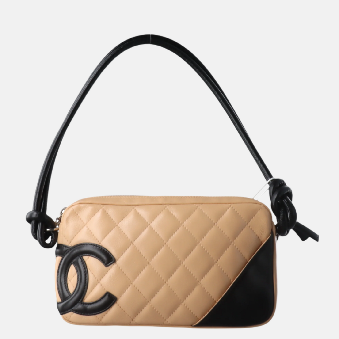 Chanel Cambon Calfskin Black Beige Leather Shoulder Bag