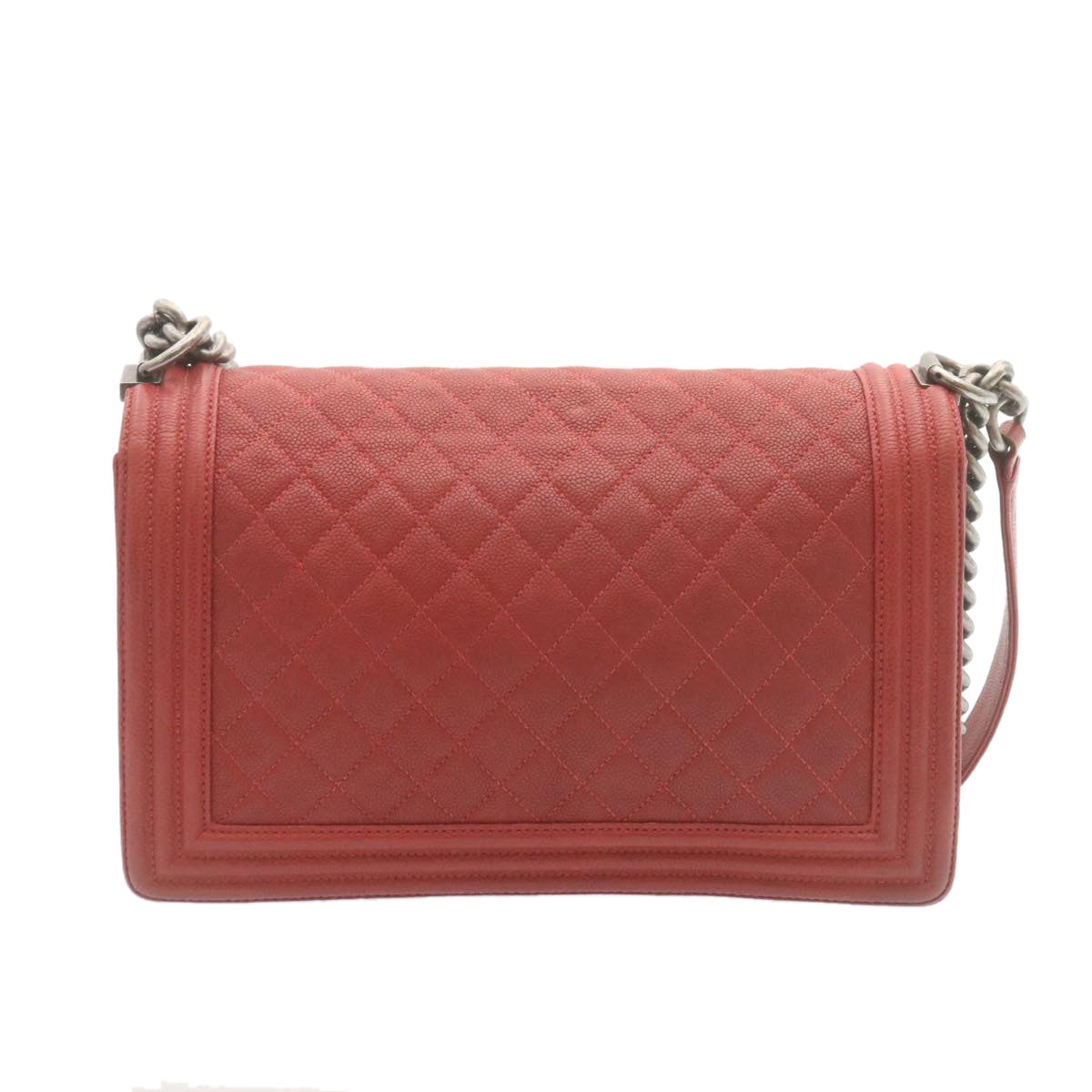 Chanel Boy  Matelasse Chain New Shoulder Bag Leather Red CC Auth A