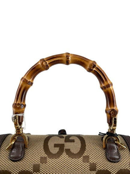 Gucci Bamboo 1947 Top Handle Bag Jumbo Gg Canvas Brown Canvas Handbag