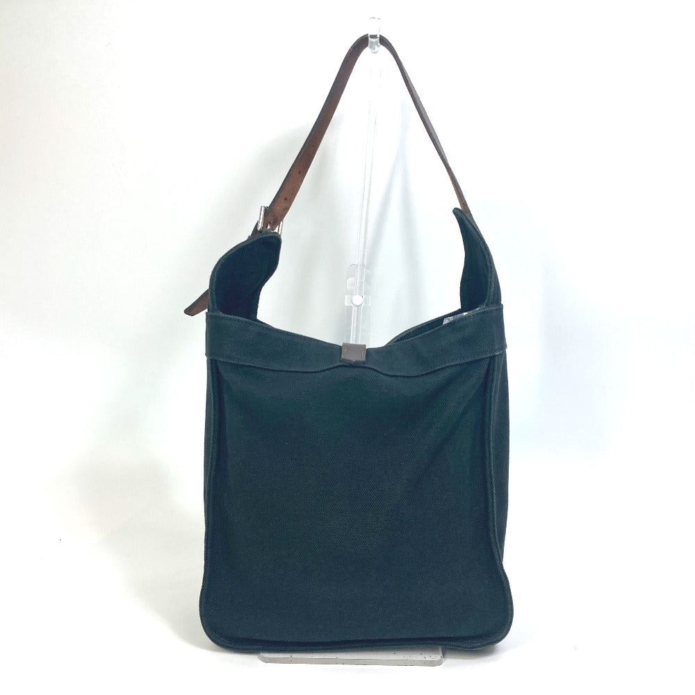 Hermes Tote Bag Shoulder Maruwari Pm Women Leather Canvas Black Shoulder Bag