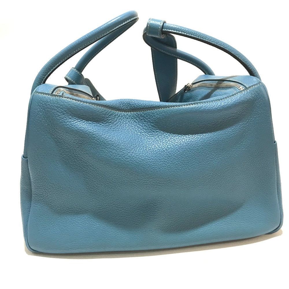 Hermes Handbag Taurillon Clemence Lindy Women Blue Travel Bag