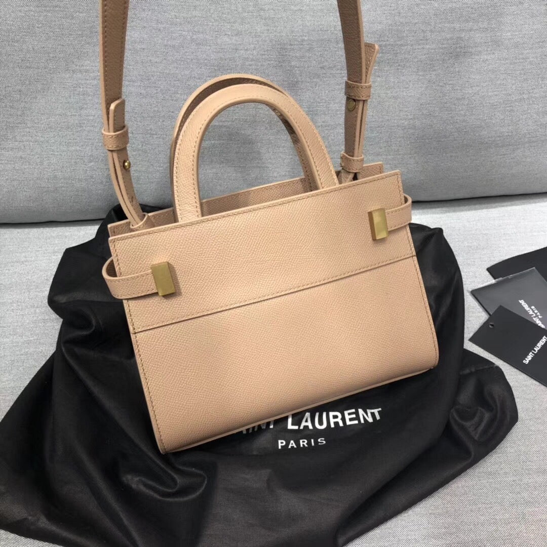 YSL Saint Laurent Manhattan Nano Shopping Box 8in Beige Handbag