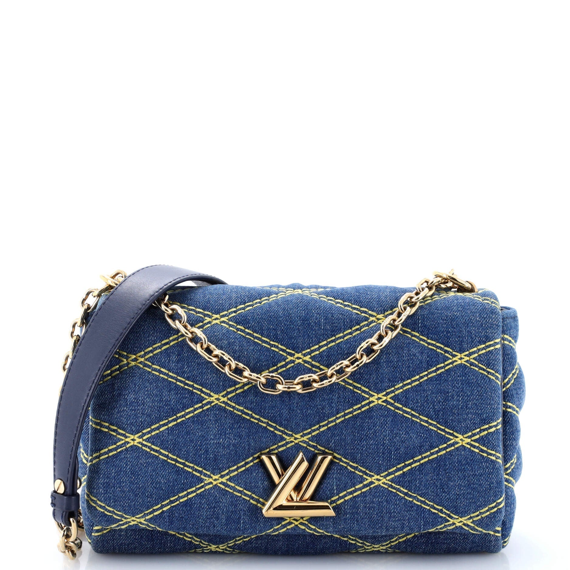 Louis Vuitton Go Handbag Malletage Mm Denim Shoulder Bag