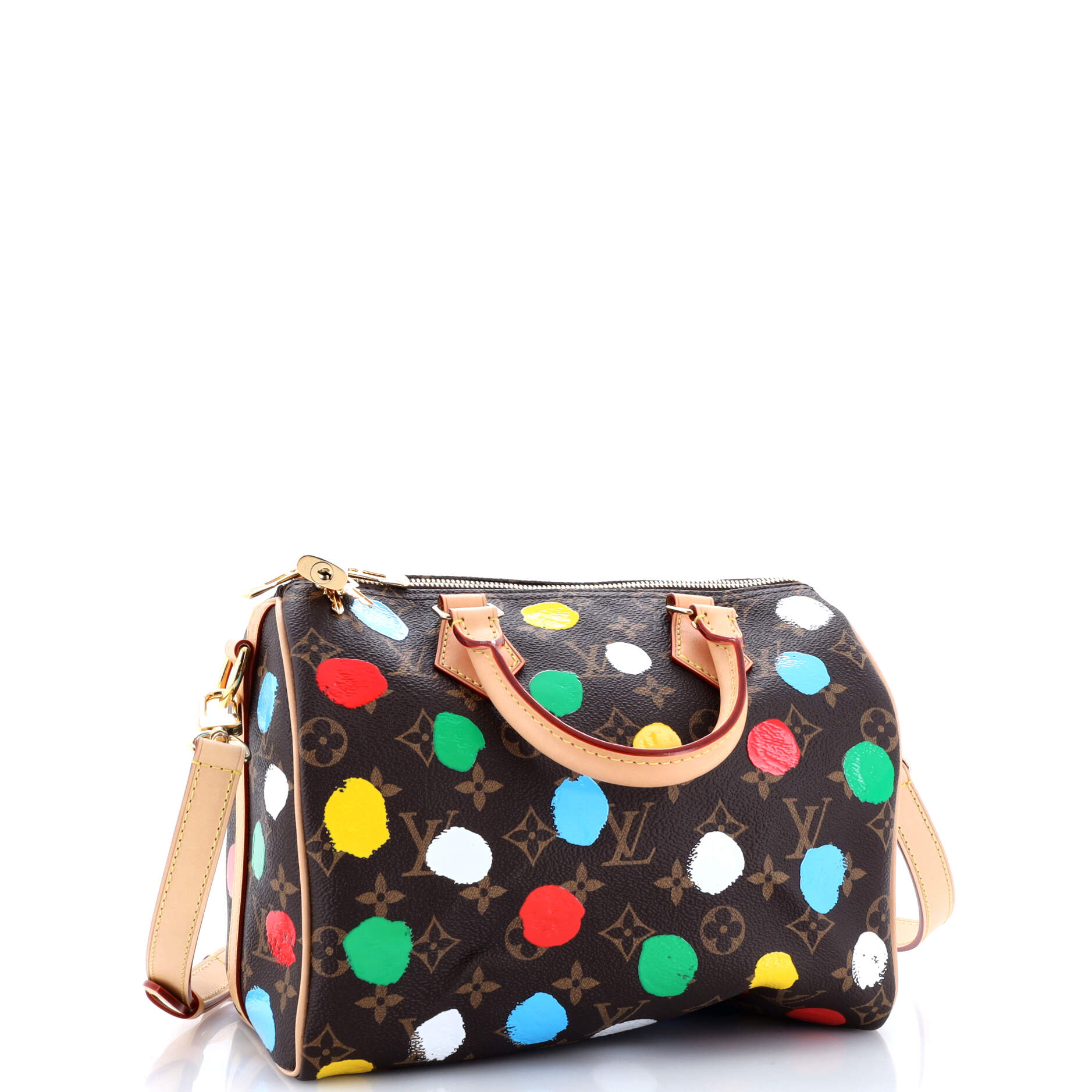 Louis Vuitton Speedy Bandouliere Bag Yayoi Kusama Painted Dots Canvas Monogram Shoulder Bag Canvas 2529298054