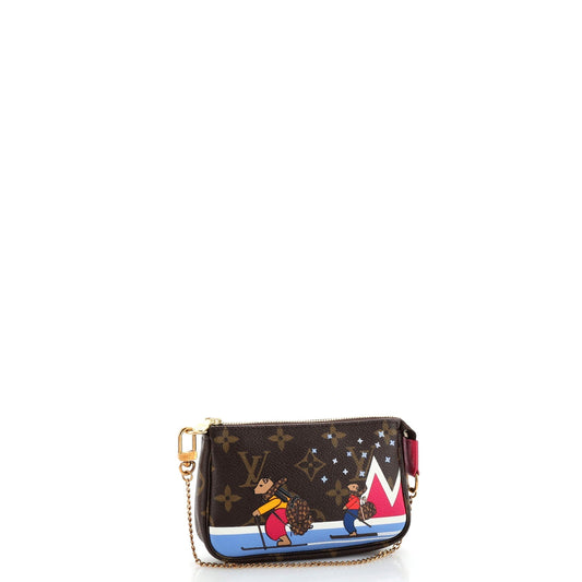 Louis Vuitton Pochette Accessoires Limited Edition Christmas Animation Shoulder Canvas Monogram Shou