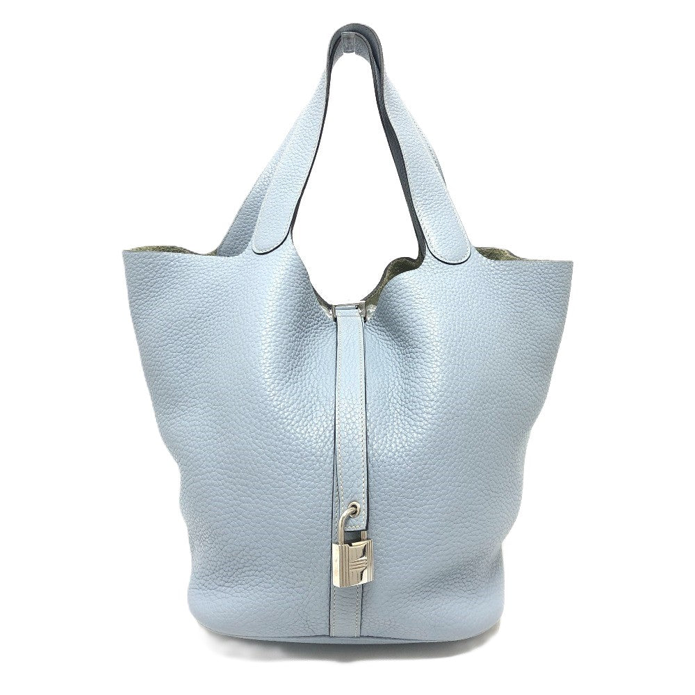 Taurillon Clemence Picotan Lock Gm Blue Travel Bag