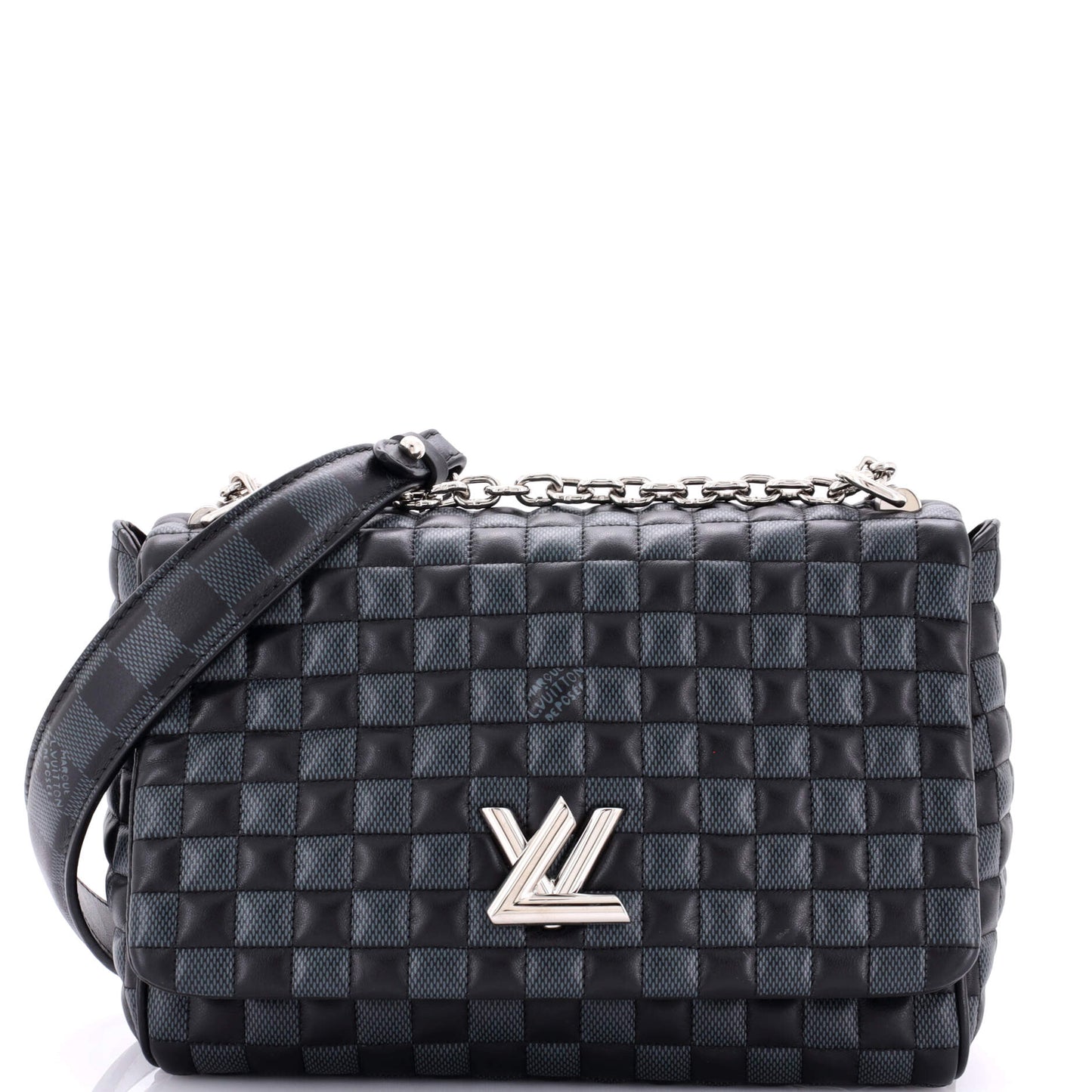 Louis Vuitton Twist Handbag Damier Calf Mm Leather Quilted Shoulder Bag
