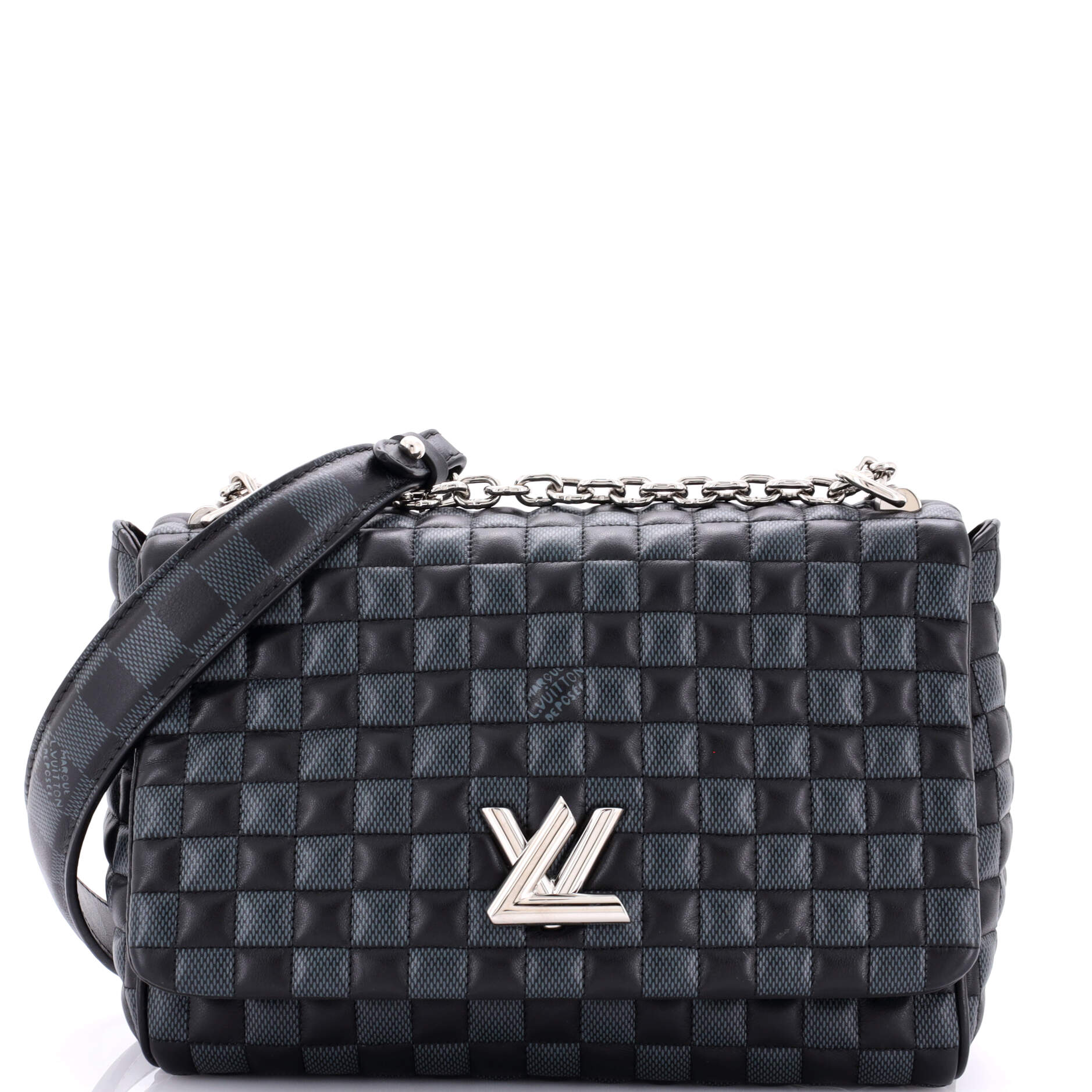 Louis Vuitton Twist Handbag Damier Calf Mm Leather Quilted Shoulder Bag