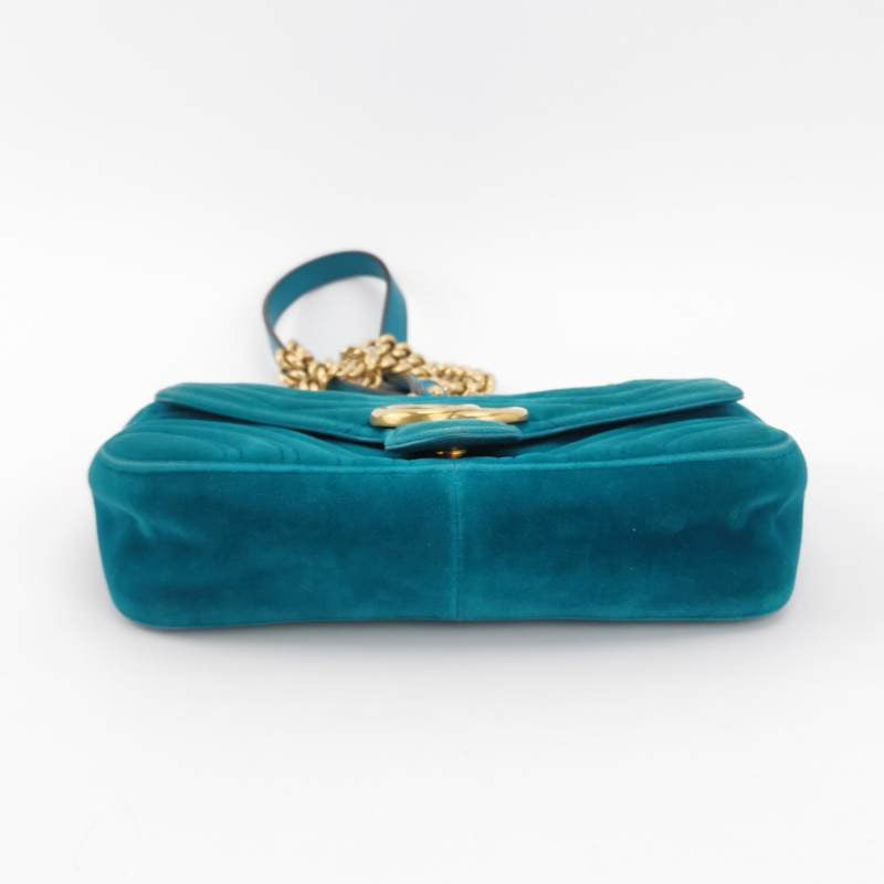 Gucci Marmont Velvet Blue Mini Flap Travel Bag