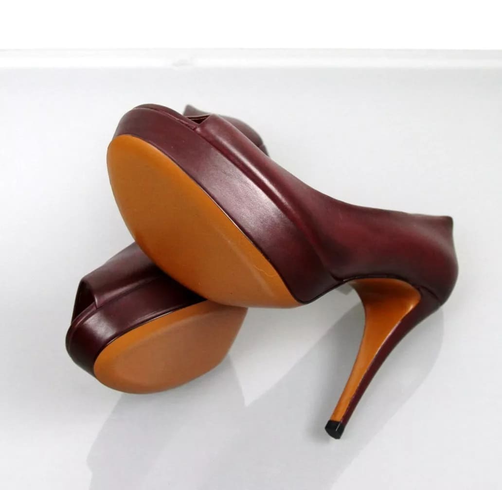 Gucci Betty Open-Toe Platform Pump SHOES Plum 8.5