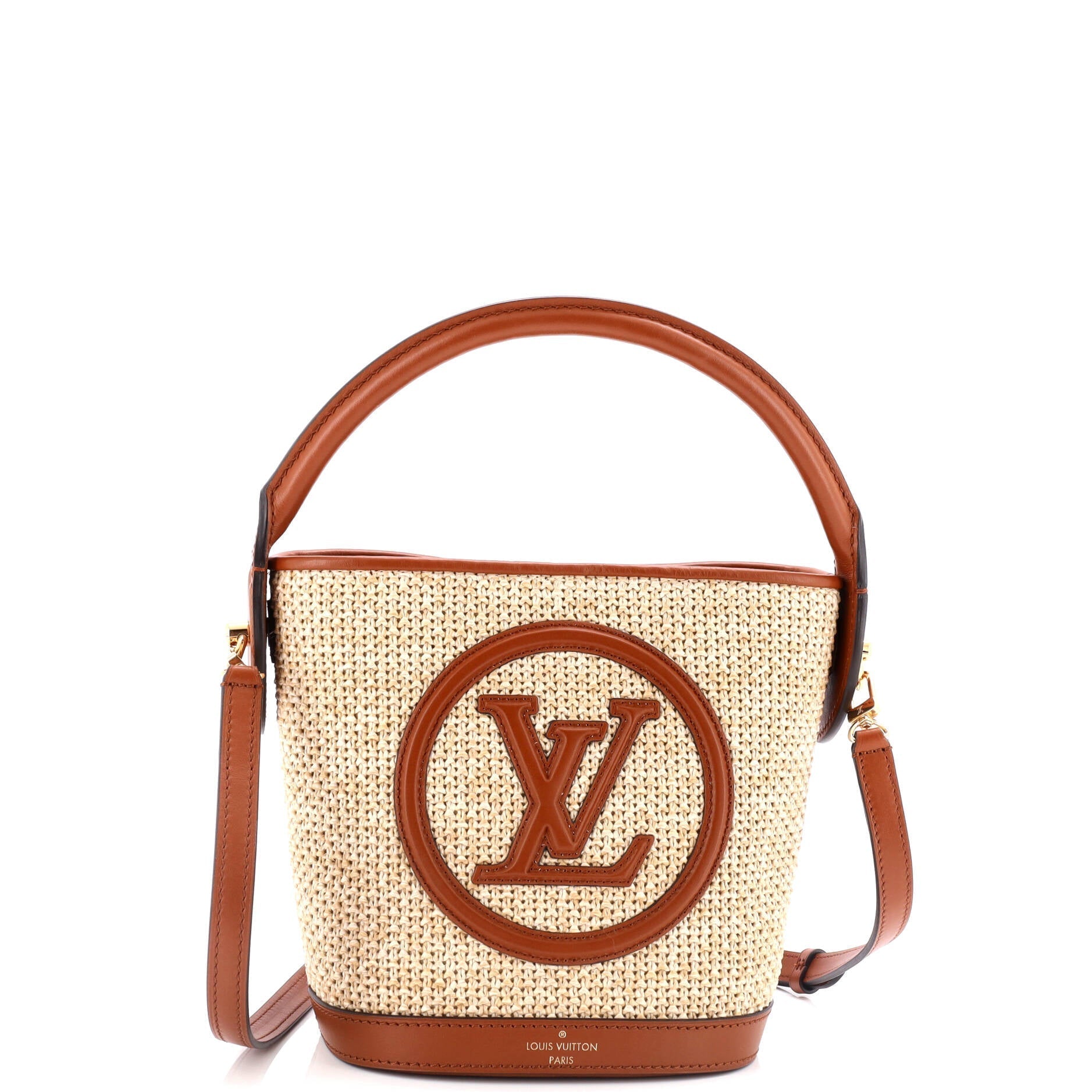Louis Vuitton Petit Nm Bag With Leather Raffia Bucket Bag