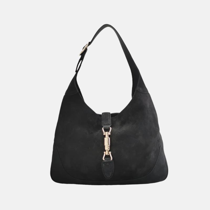 Gucci Jackie Leather Suede Black Medium Travel Bag