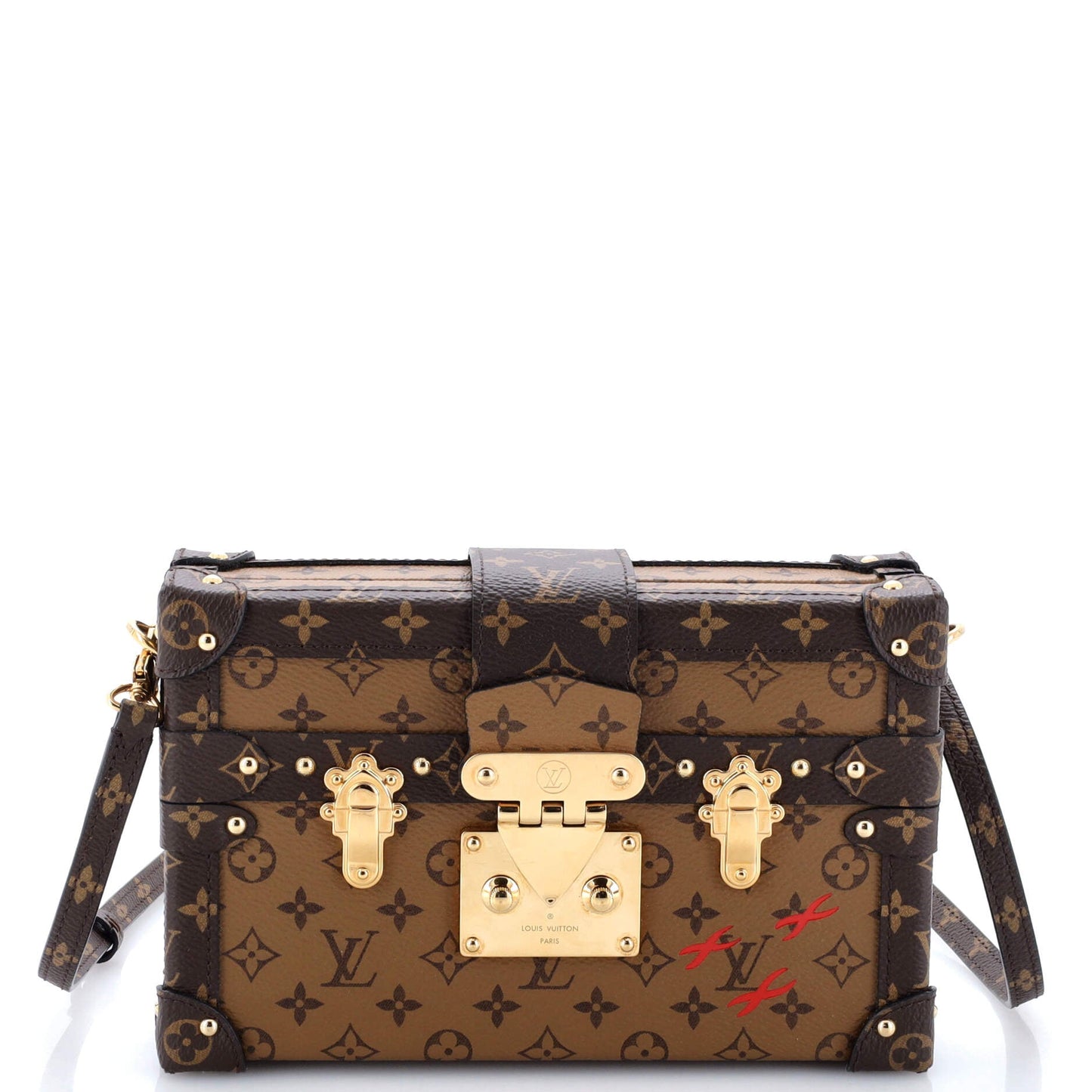 Louis Vuitton Petite Malle Handbag Reverse Canvas Monogram Clutch Bag Canvas 2998484