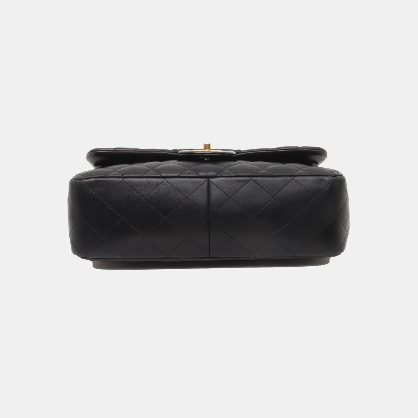 Chanel Classic Flap Jumbo Lambskin Double Flap Black Gold Leather Handbag Gold Hardware