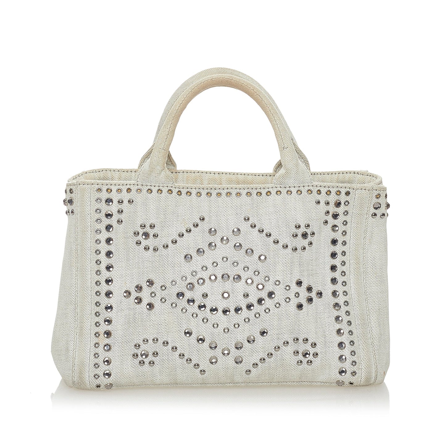 Prada Canapa Studded Satchel Canvas Satchel Bag