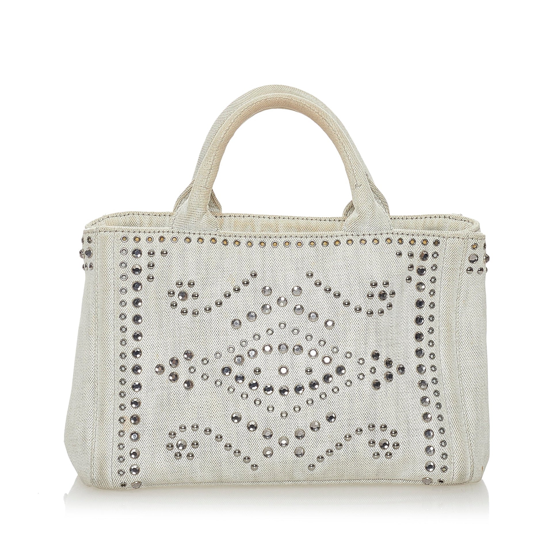 Prada Canapa Studded Satchel Canvas Satchel Bag