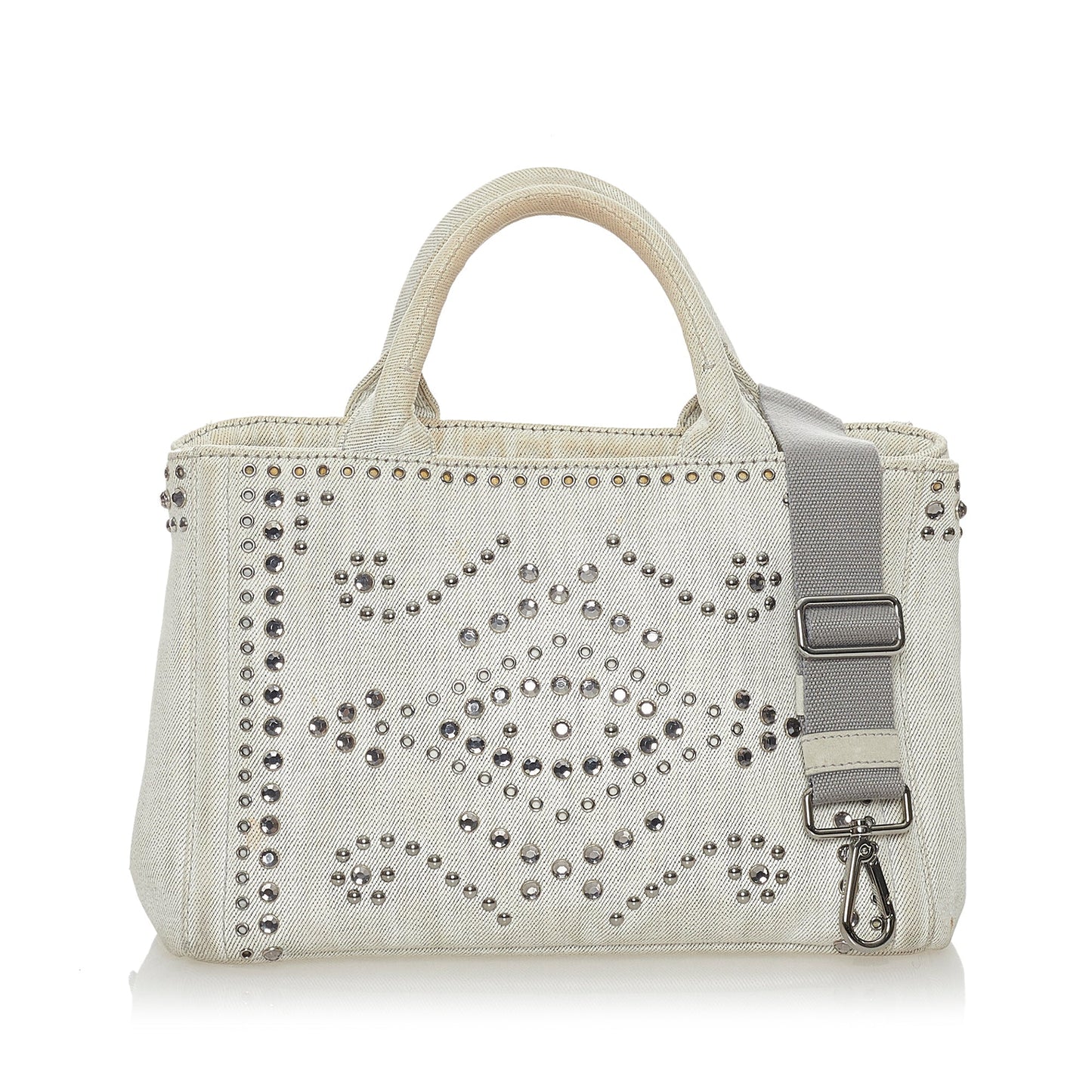 Prada Canapa Studded Satchel Canvas Satchel Bag