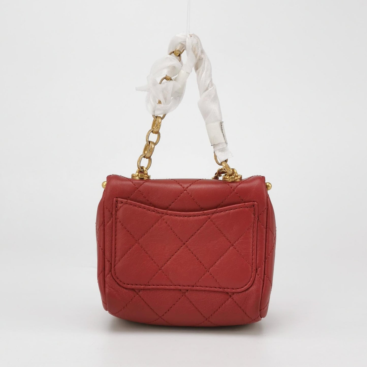 Chanel Kiss Clasp Super Lambskin -tone Hardware Red Gold Lock Leather Mini Bag Tone Hardware