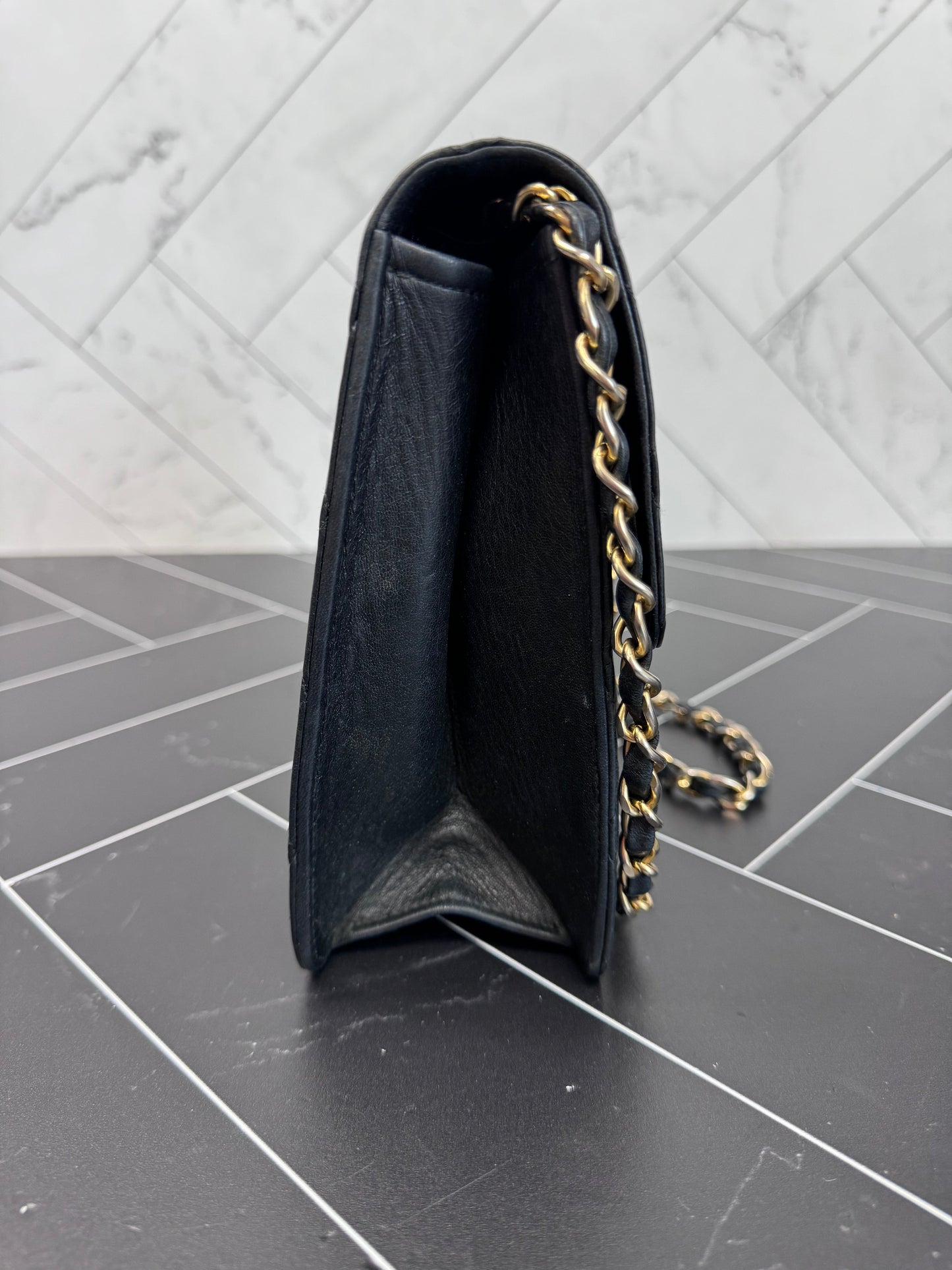 Chanel   Black Lambskin Medium Single Flap