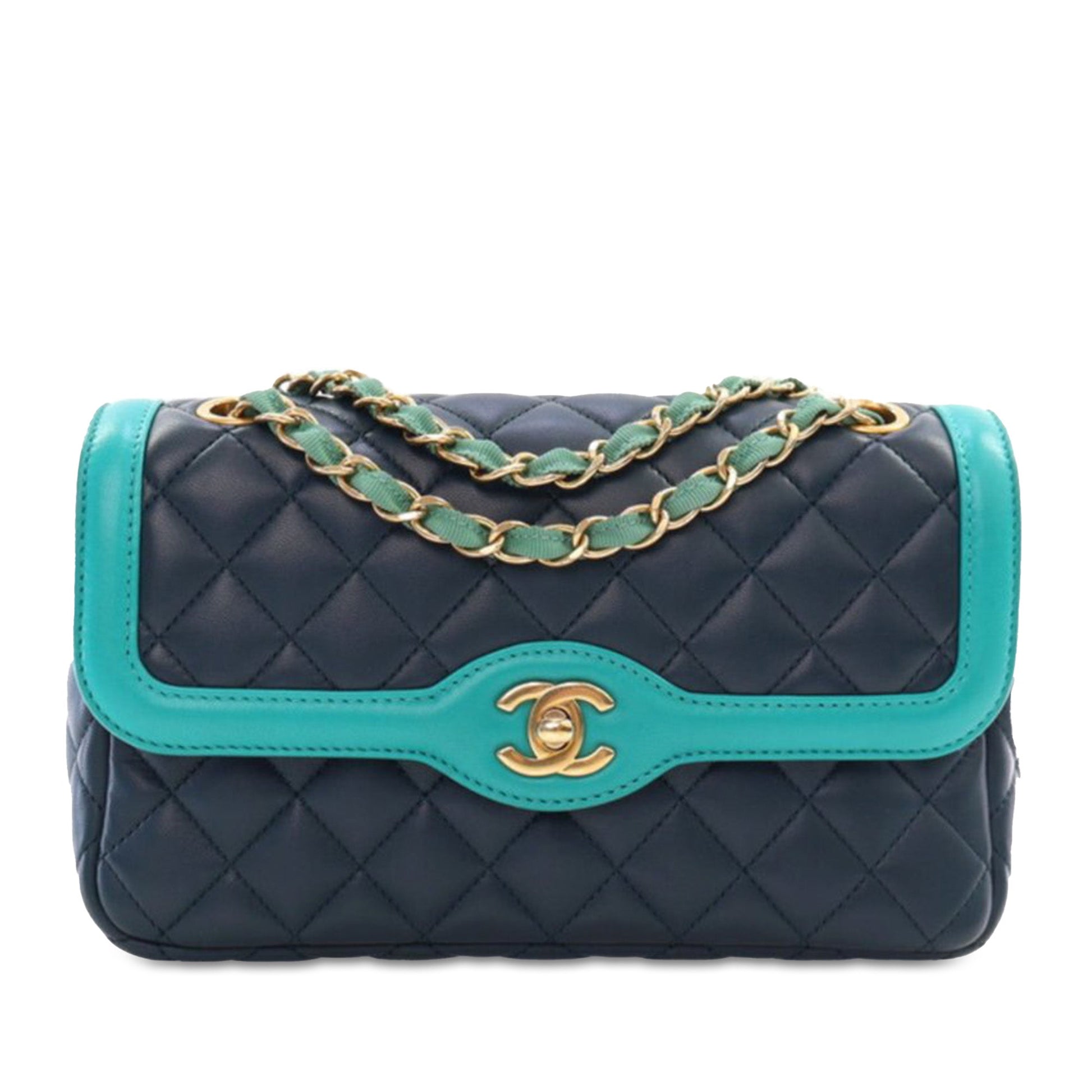 Blue Chanel Medium Quilted Lambskin Two-Tone Day Flap Crossbody Bag