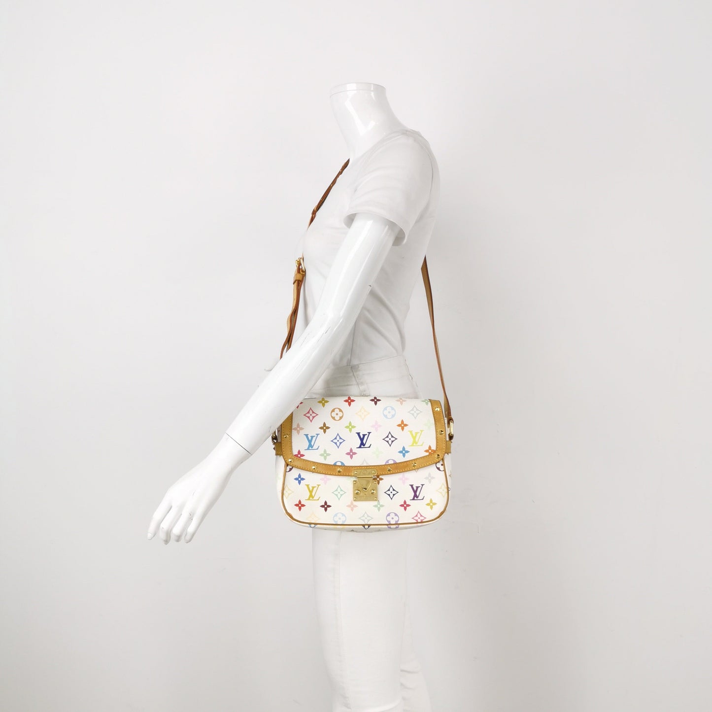 Louis Vuitton x Takashi Murakami Sologne Messenger Multicolor White Crossbody Bag