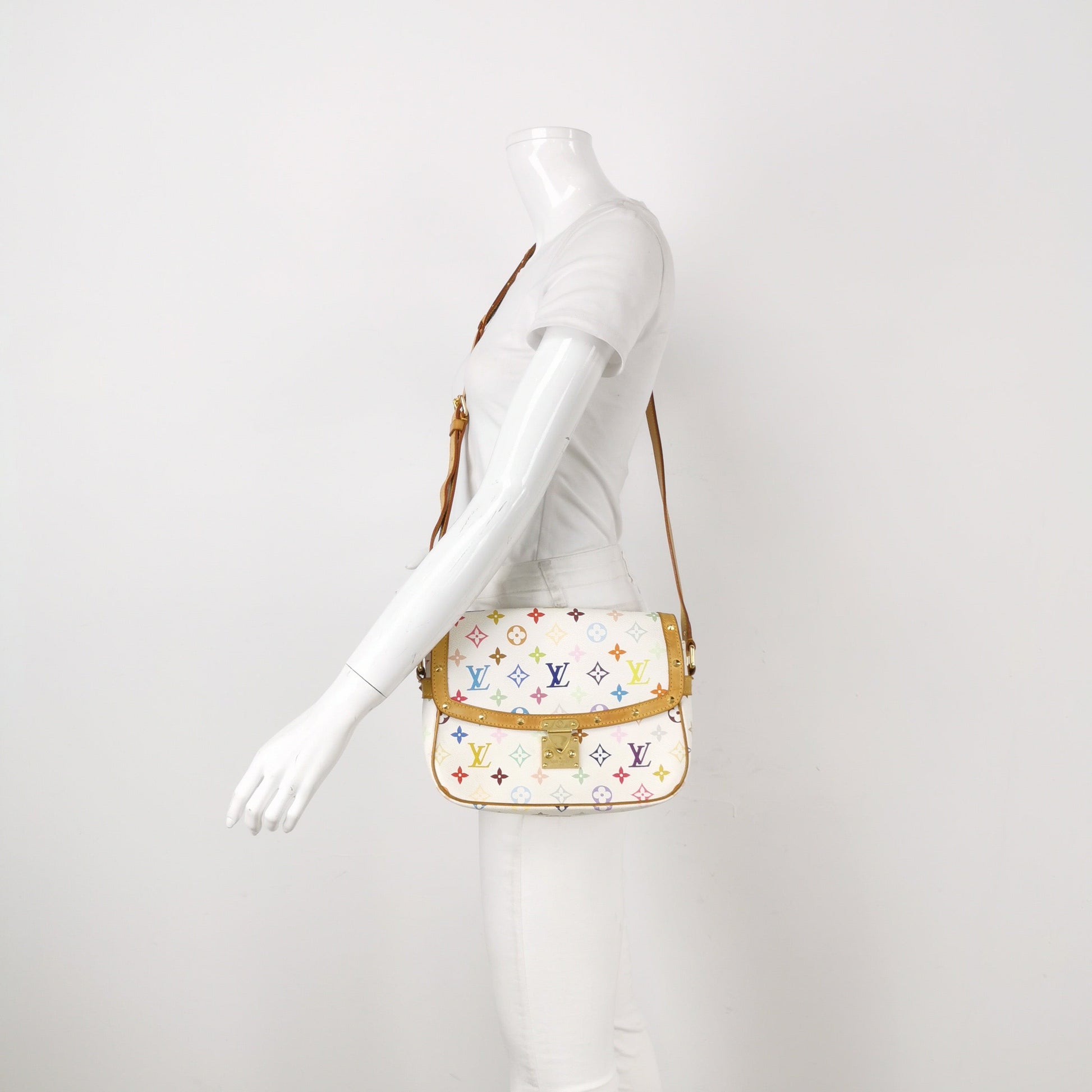 Louis Vuitton x Takashi Murakami Sologne Messenger Multicolor White Crossbody Bag