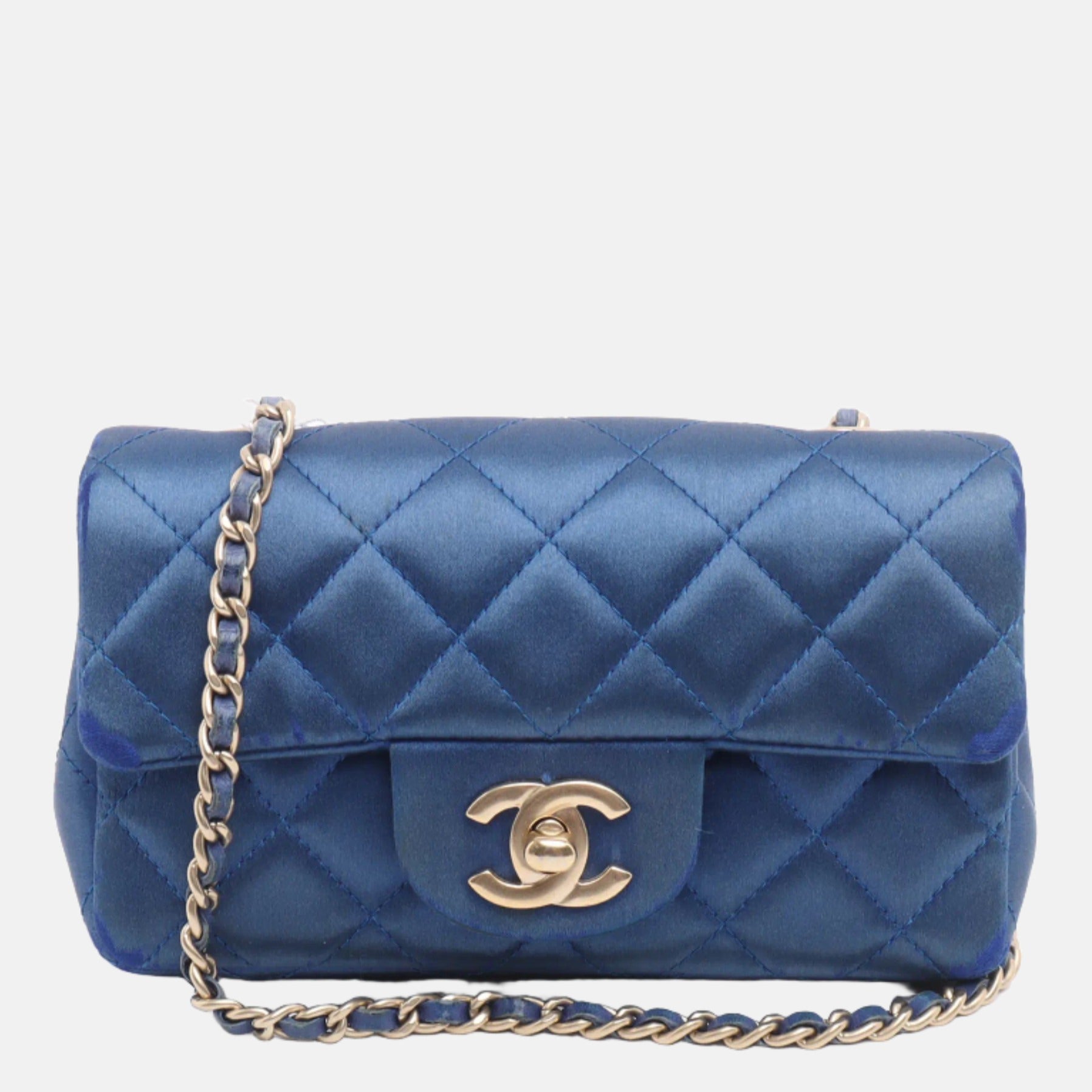 Chanel Classic Flap - Silk Satin Blue Crossbody Bag