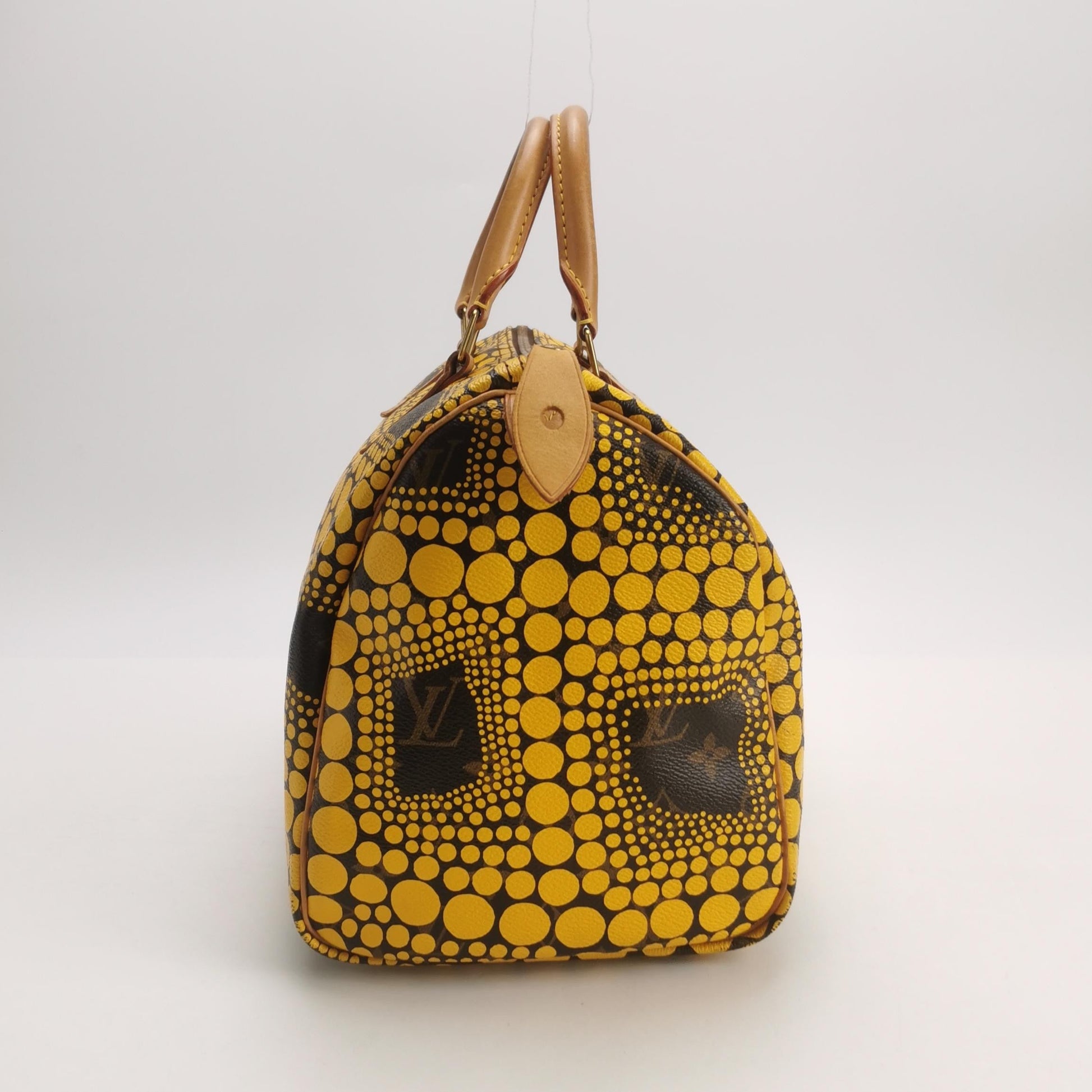 Louis Vuitton Kusama Town Speedy 30 Yellow Top Handle Handbag