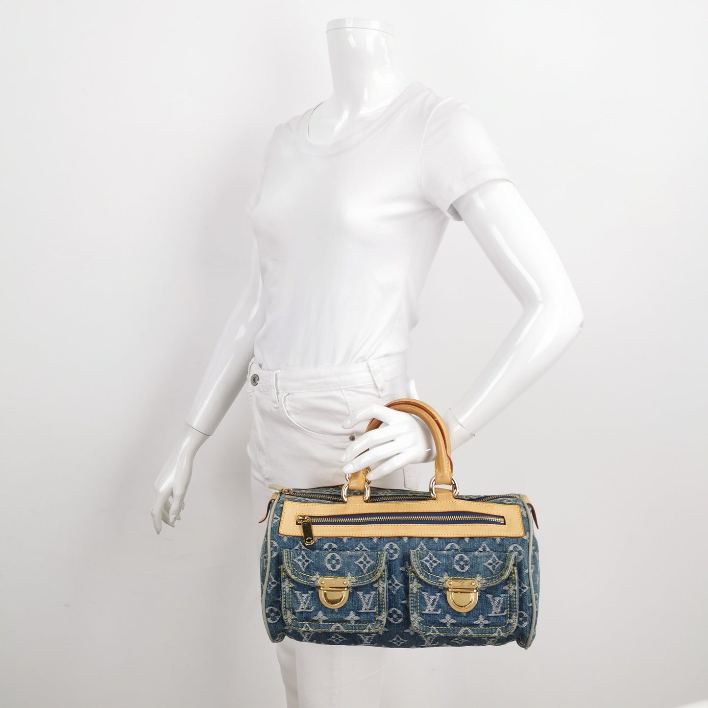 Louis Vuitton Denim Neo Speedy Boston Blue Travel Bag
