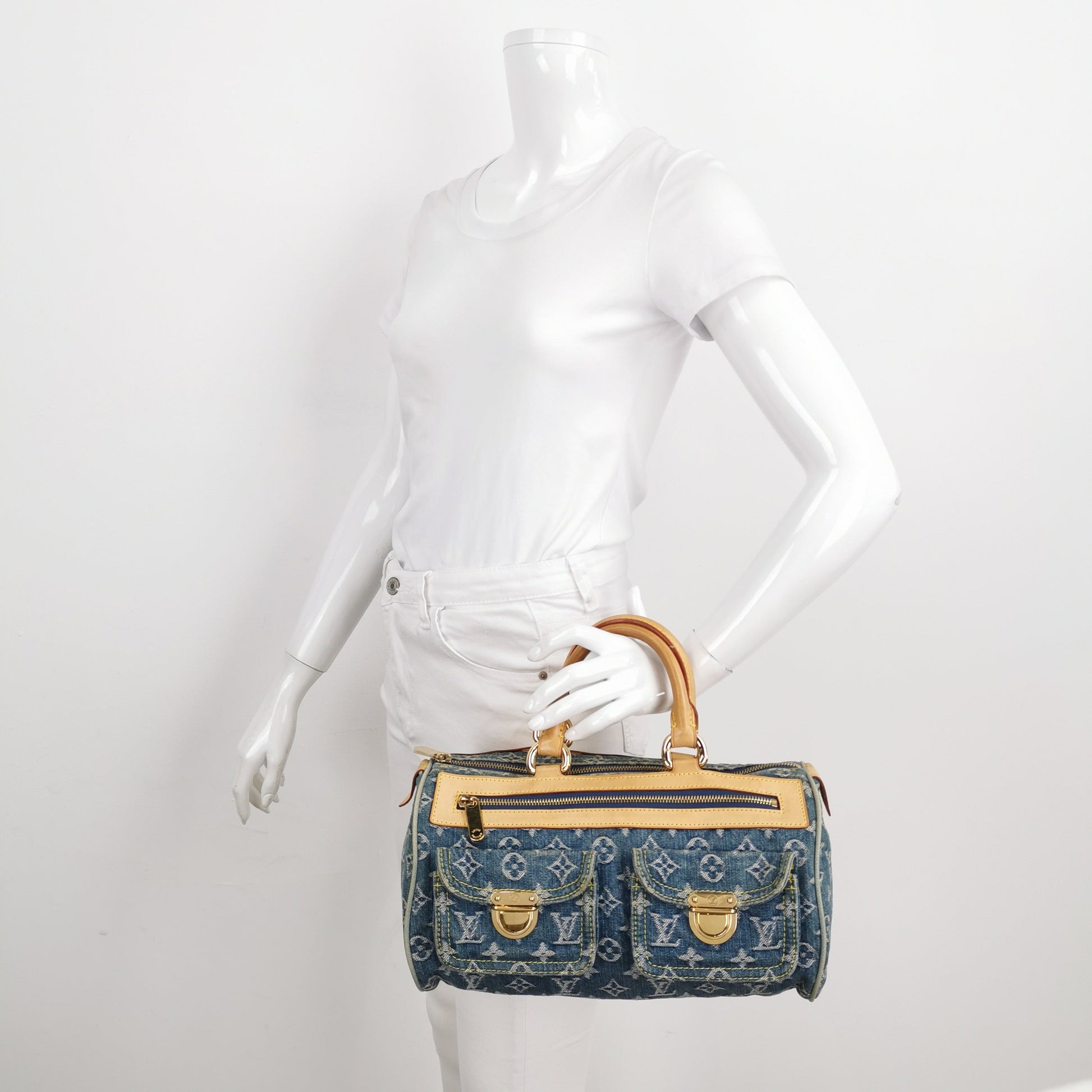 Louis Vuitton Denim Neo Speedy Boston Blue Travel Bag