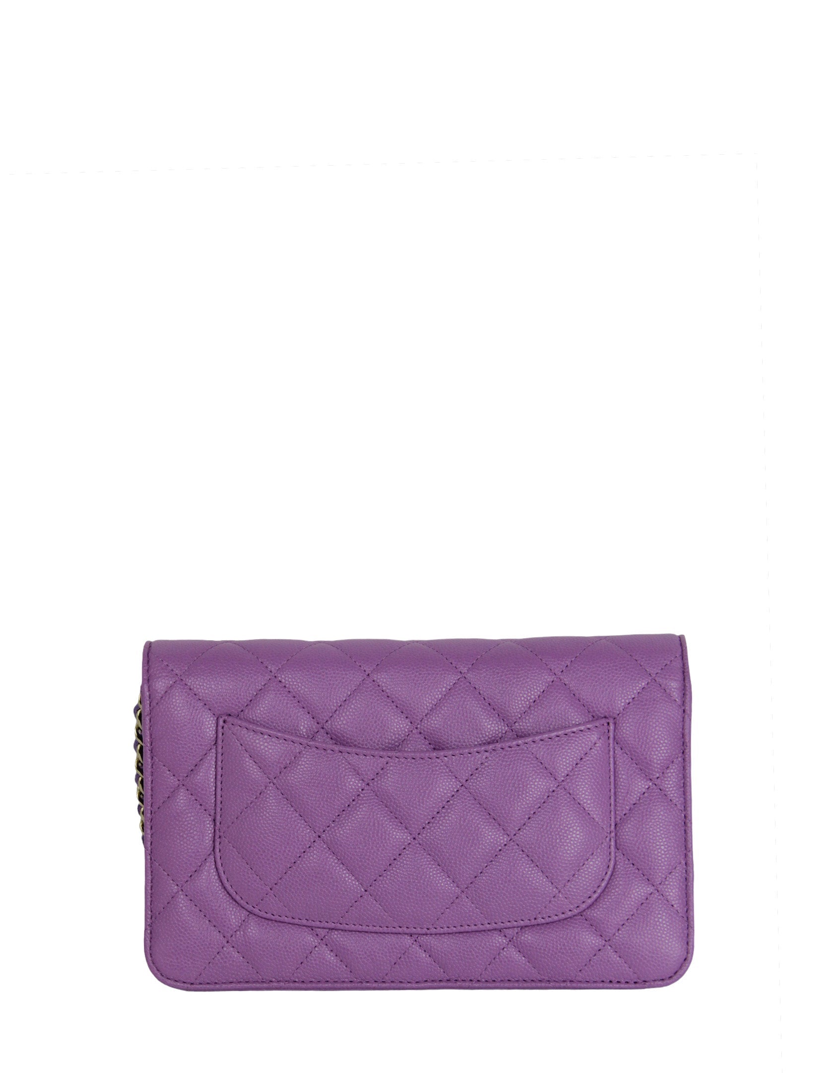 Chanel Purple Quilted Caviar Leather Wallet On Chain Woc Crossbody Bag