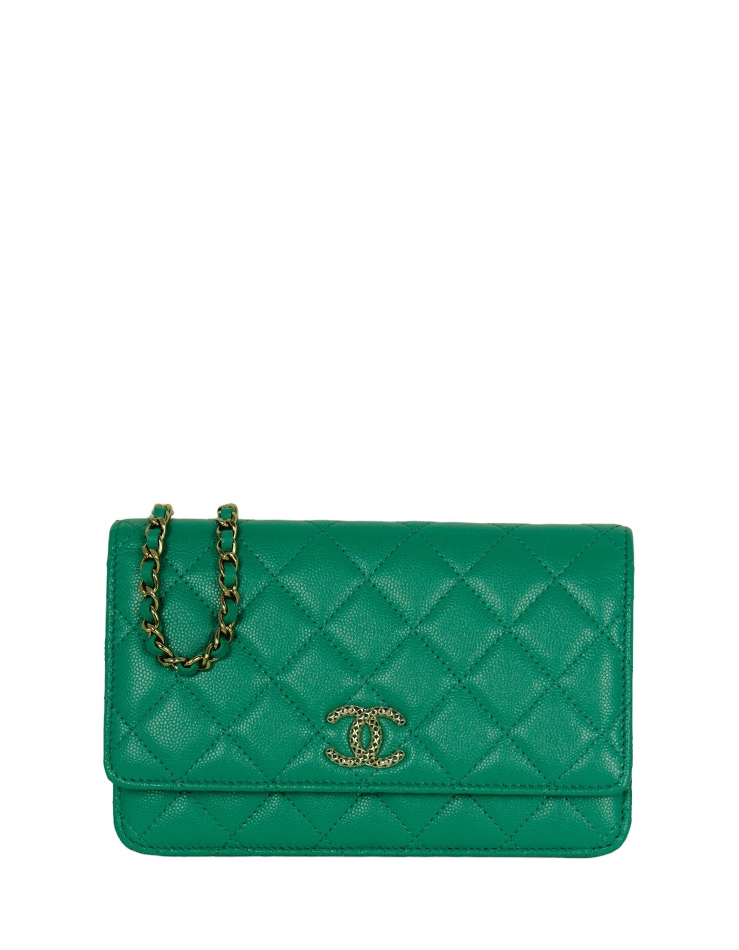 Chanel New Vert Green Caviar Woc Bag