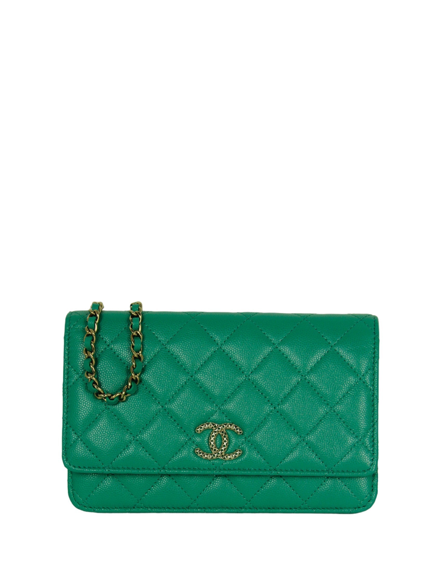 Chanel New Vert Green Caviar Woc Bag