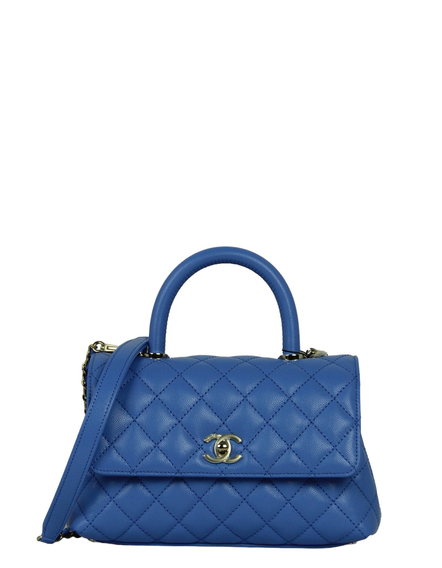 Chanel Blue Caviar Mini Coco Handle Flap Bag