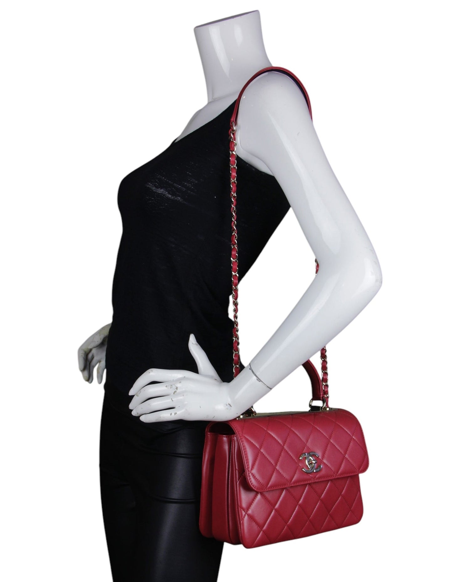 Chanel 2024 Dark Red Small Trendy CC Dual Handle Flap Handbag
