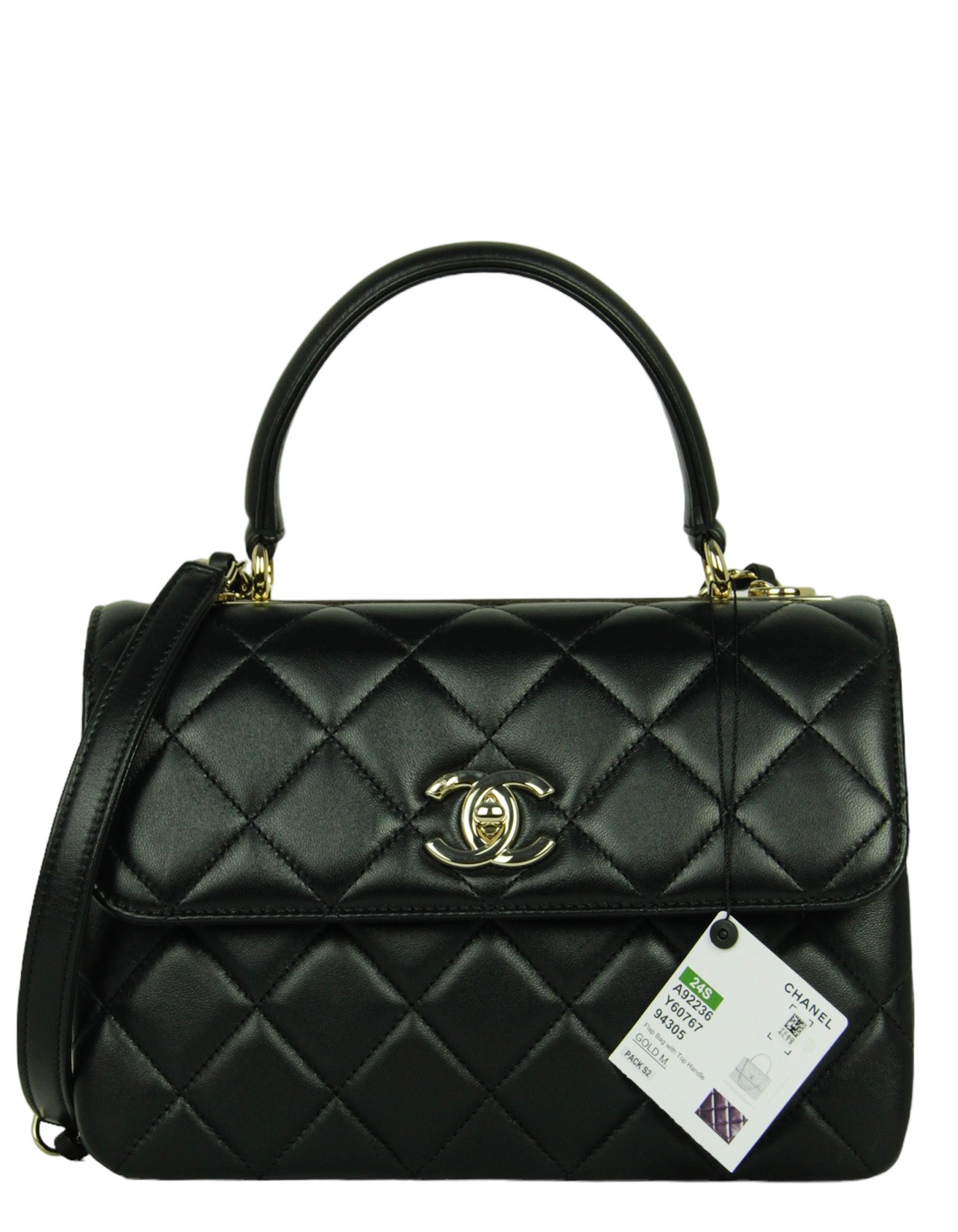 Chanel Nwt Black Lambskin Quilted Trendy Cc Bag