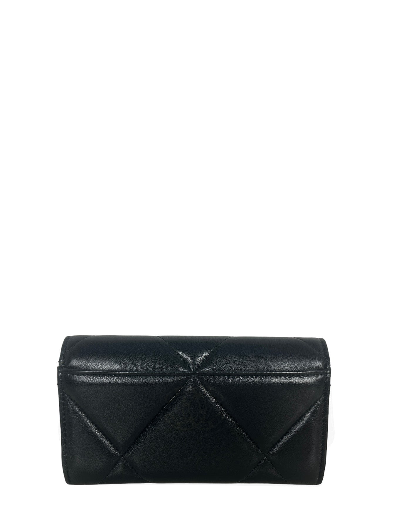 Chanel '23 New Black Lambskin Leather Quilted Chanel 19 Flap Wallet Handbag