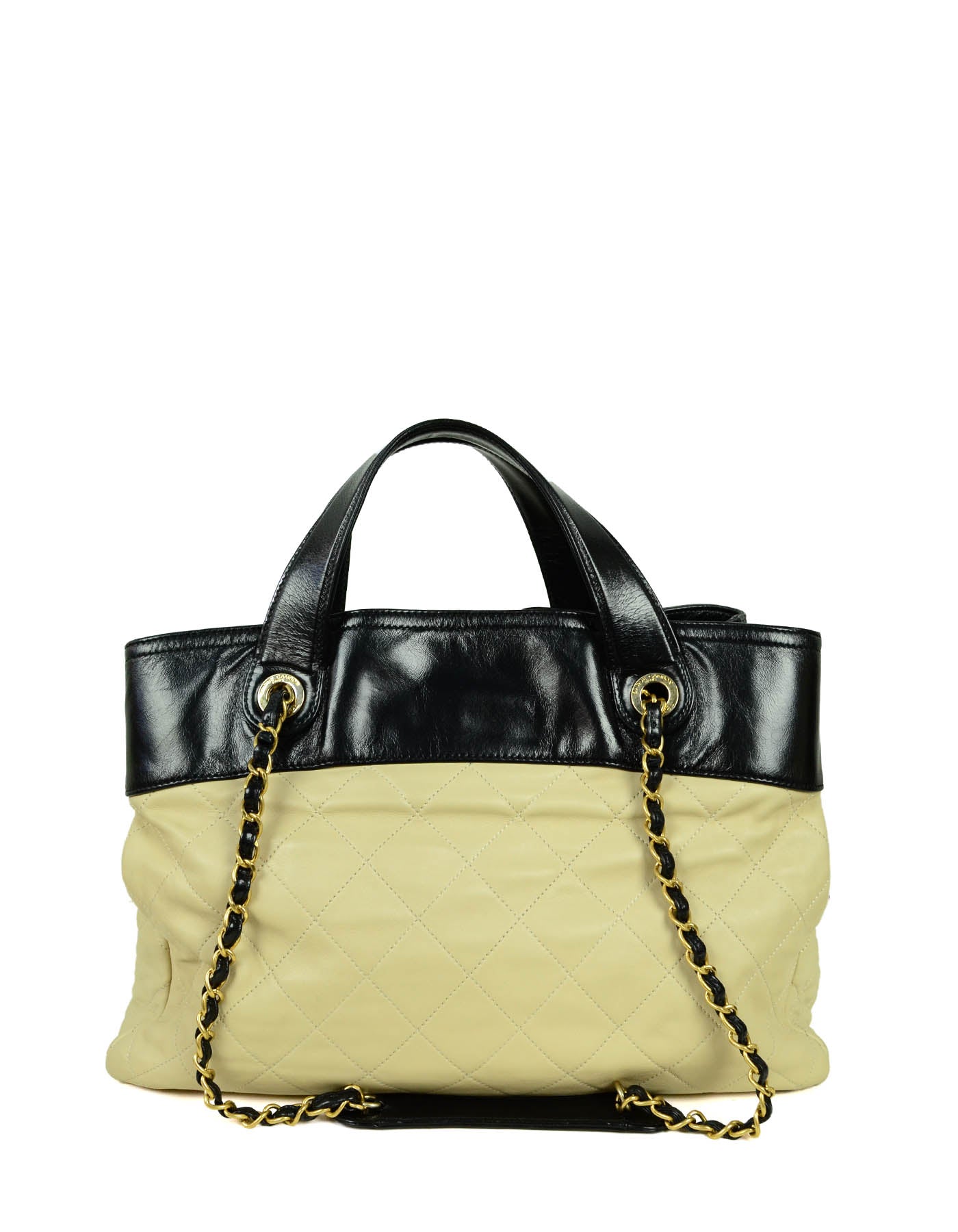 Chanel Black/Beige Quilted Leather In-the-Mix Tote Bag