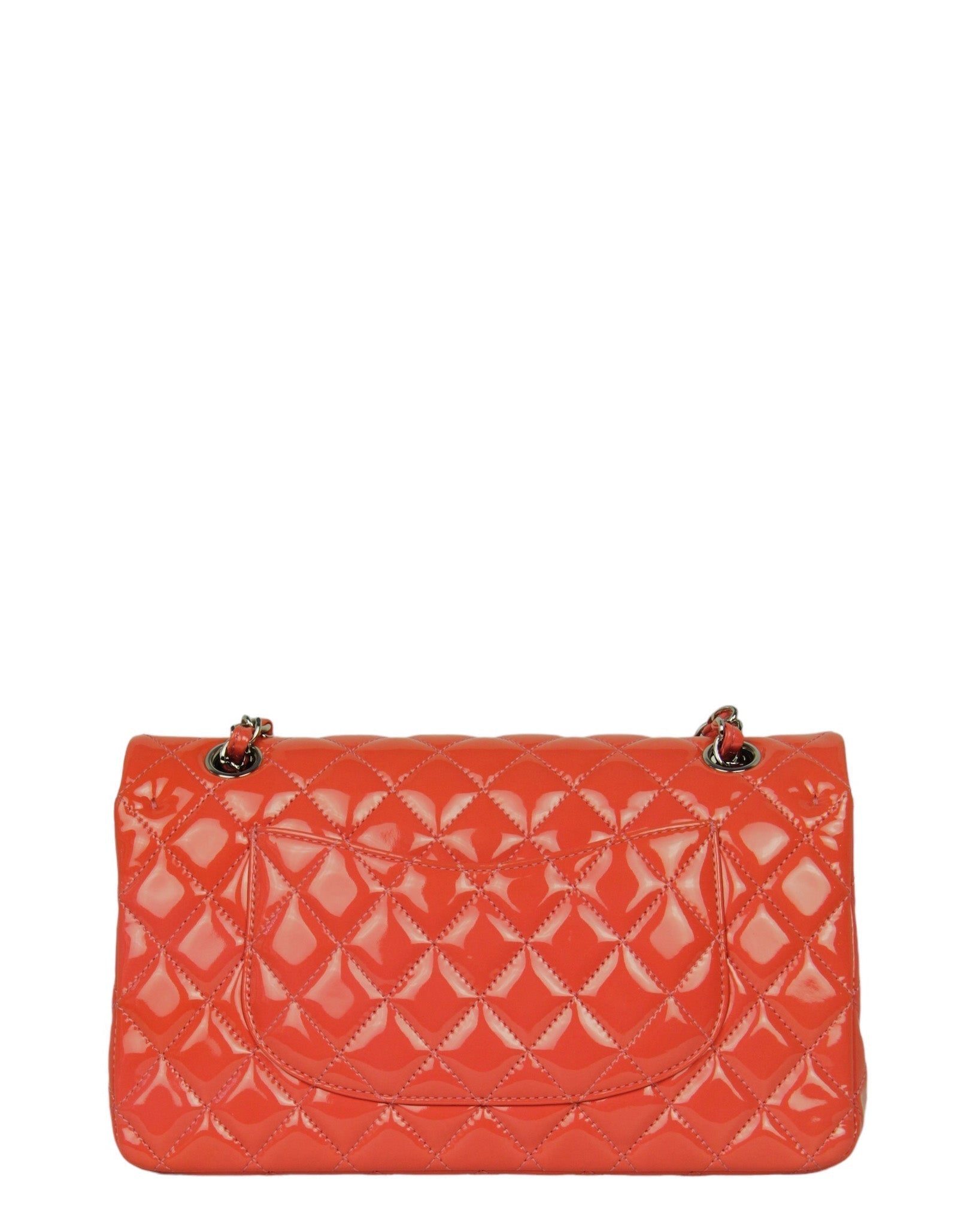 Chanel Coral Patent Leather Medium Double Flap