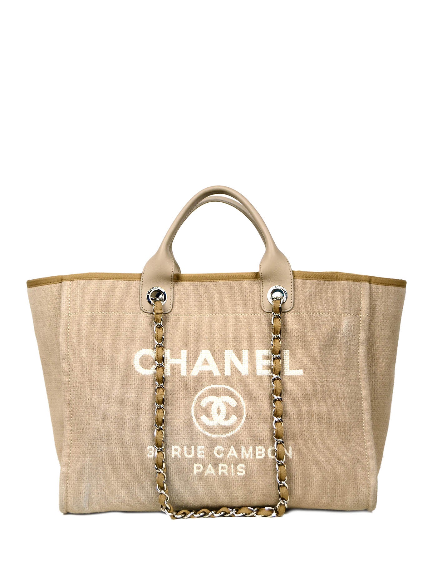 Chanel Ecru Beige Canvas Medium Deauville Women Shoes